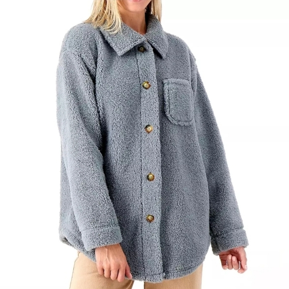 Koolaburra By Ugg Cozy Gray Sherpa Jacket - Picture 1 of 9